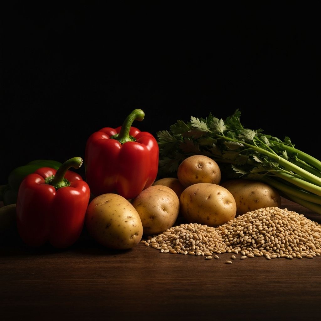 Fresh vegetables and whole grains